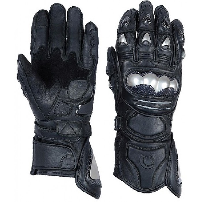 Gauntlet Leather Motorcycle Racing Gloves Carbon Fiber Knuckles